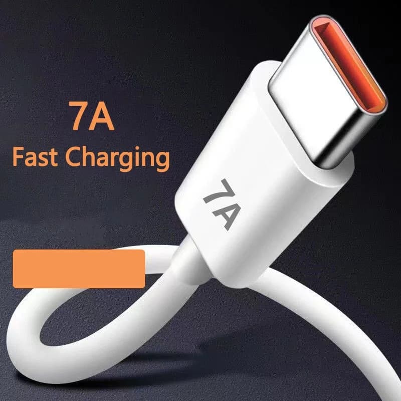 Cabo de carregamento USB-C branco com indicação 7A para carregamento rápido Fast Charger