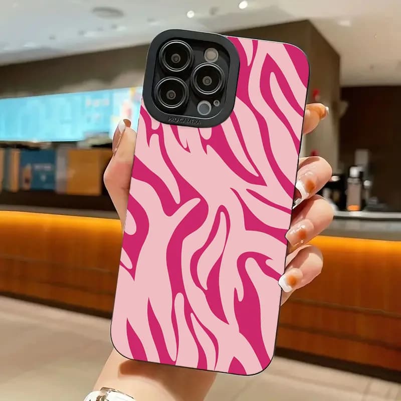 Capa para Xiaomi Redmi Note 14 com padrão listrado rosa e vermelho em material resistente e compatível 5G