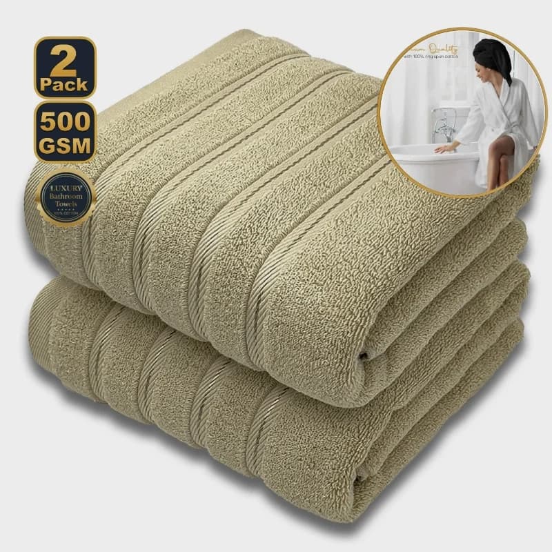 Toalhas de banho bege 100% algodão macias e absorventes 70x140cm pacote com 2 unidades