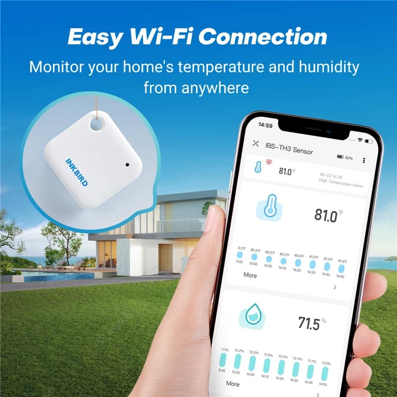 Conexão Wi-Fi fácil do sensor INKBIRD IBS-TH3 para monitorar temperatura e umidade da casa pelo celular