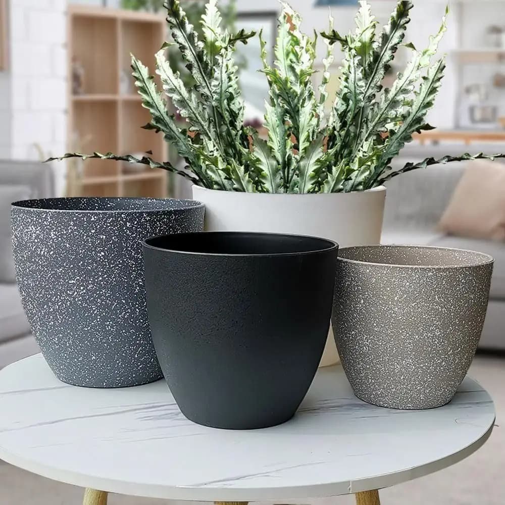 Vasos de plástico modernos para bonsai, grande capacidade, imitação de pedra, vaso fosco para suculentas e plantas de varanda para casa
