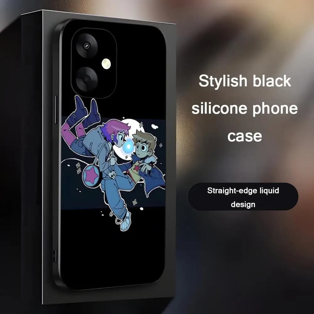 Capa de silicone preta estilosa com estampa animada Scott Pilgrim Takes Off para Xiaomi Redmi