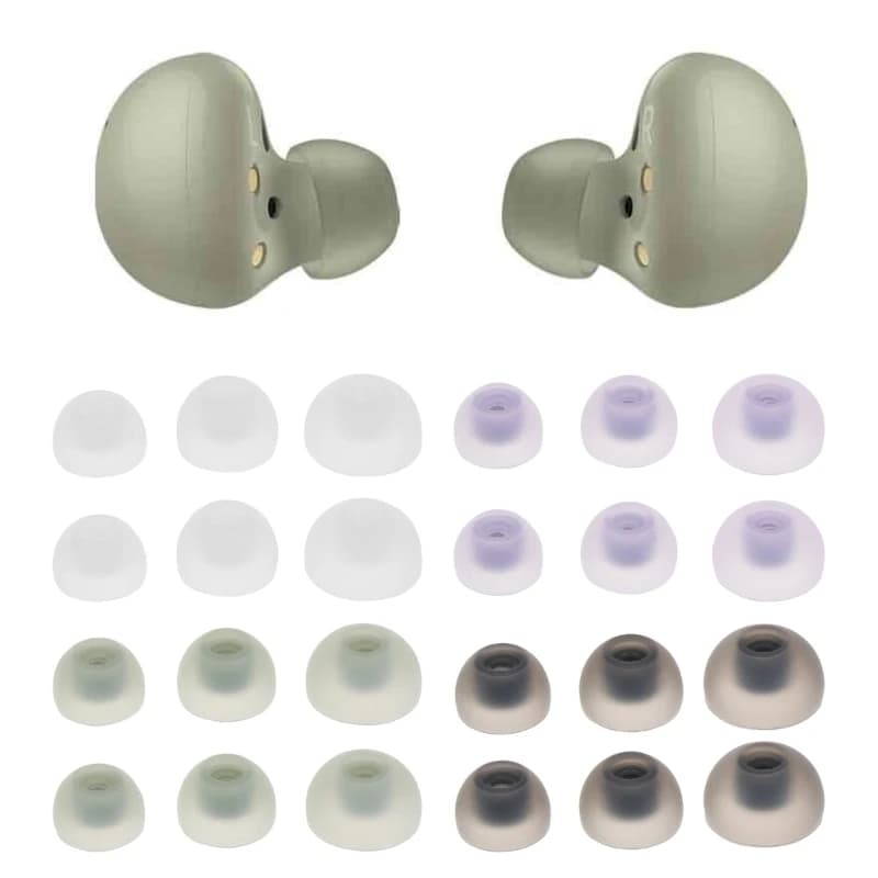 Kit de dicas de fone de ouvido de silicone para Samsung Galaxy Buds 2 com várias dicas em tamanhos diferentes.