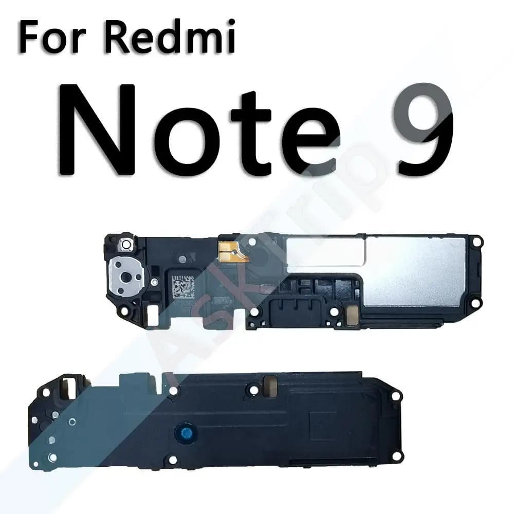 Alto-falante de reposição preto para Xiaomi Redmi Note 9 inferior com placa metálica e componentes eletrônicos