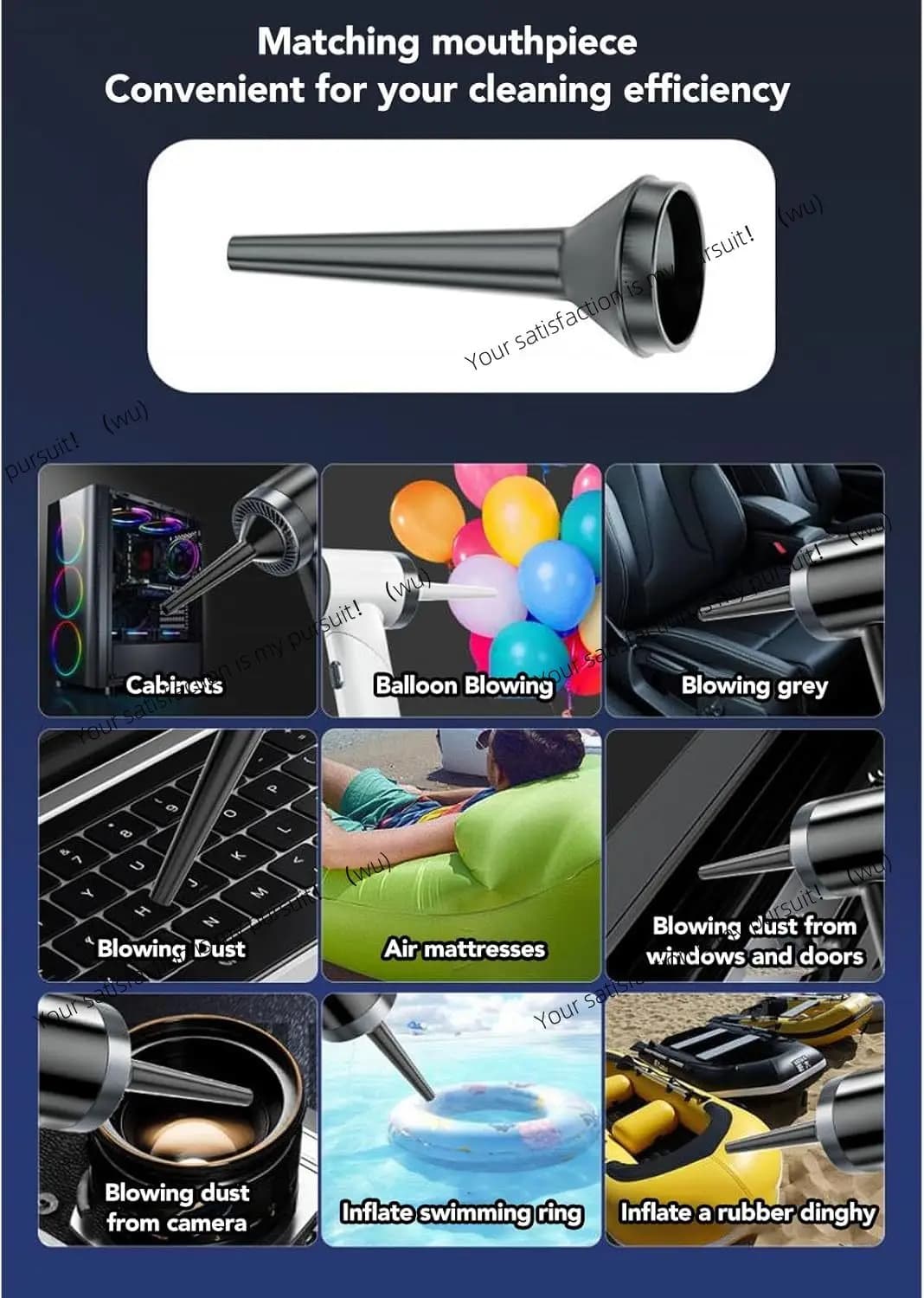 Aspirador Inalámbrico para Coche, 120W, Alta Potencia, Portátil, Carga Rápida, Limpieza Eficiente, Variedad de Accesorios