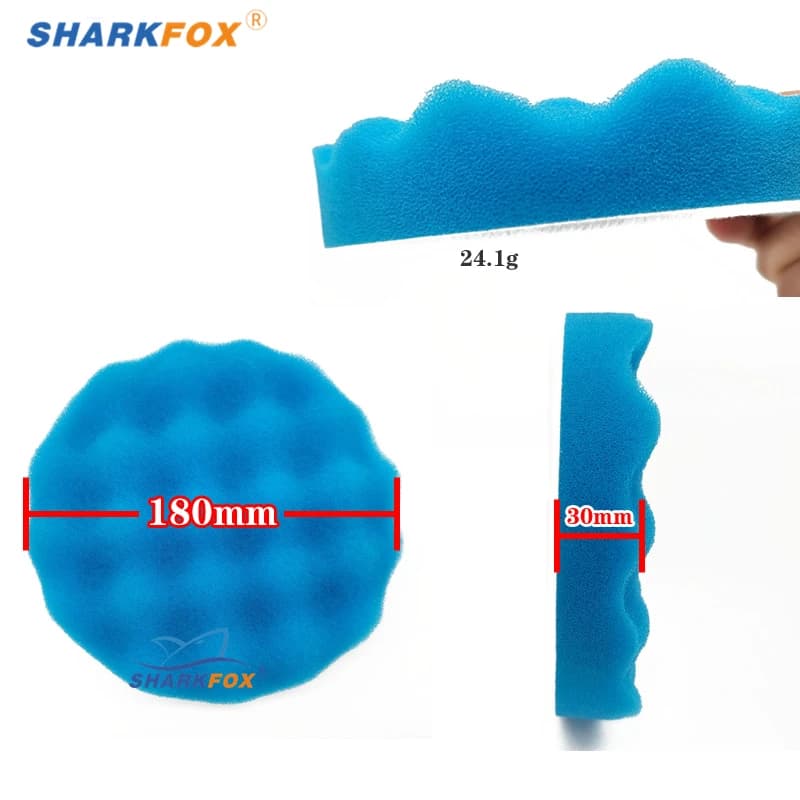 Almofada de polimento automotivo Sharkfox azul espuma ondulada 180mm diâmetro 30mm espessura