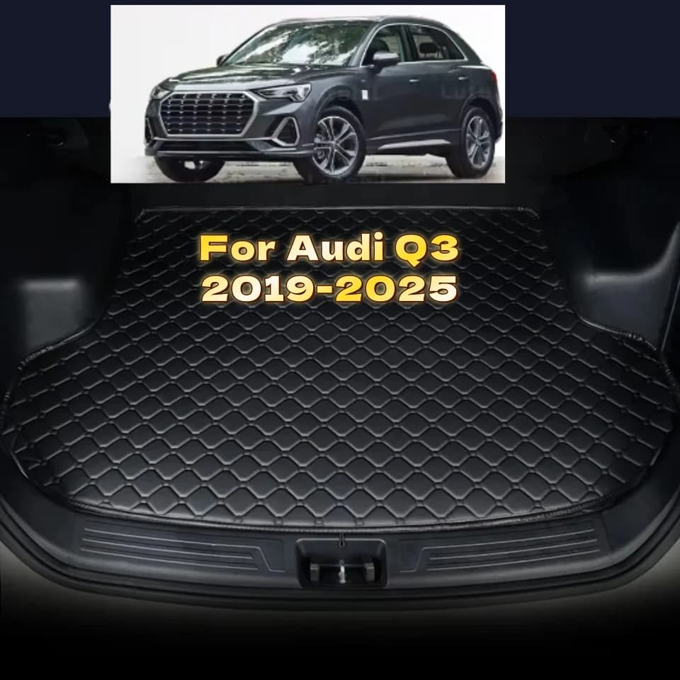Tapete personalizado para porta-malas de carro, para audi q3 2019-2025 2024 2023 2022 2021 2020, acessórios de couro artificial, tapete personalizado