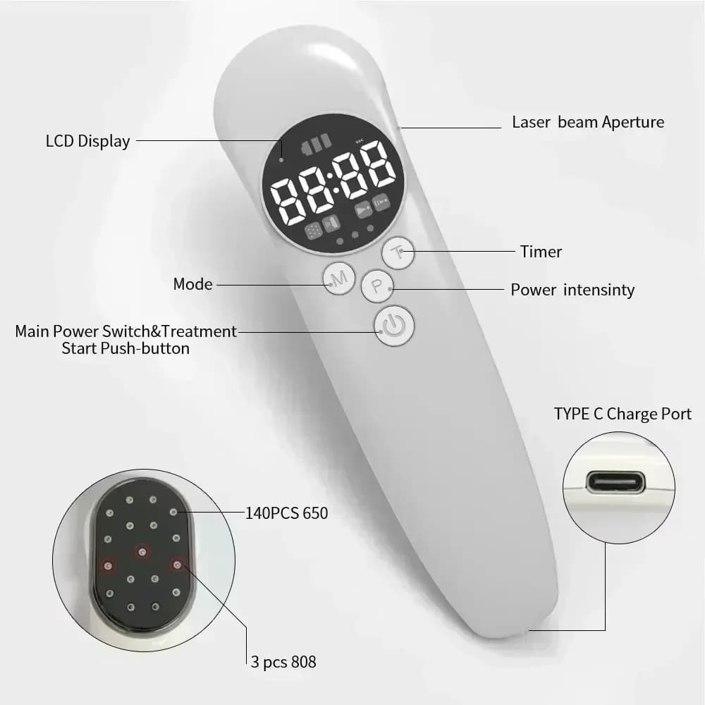 Laser Terapeutico Fisioterapia Profesional LLLT 650 880 nm Terapia a laser fria de baixo nível para alívio da dor corporal