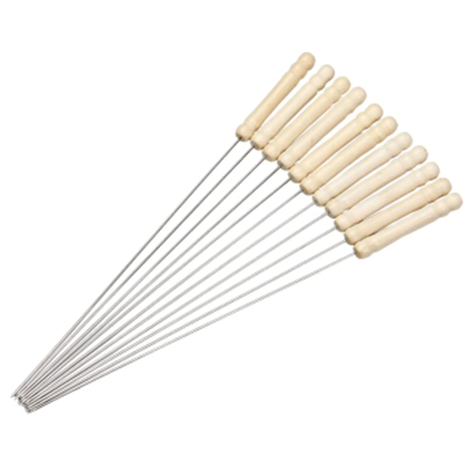 Conjunto de 10/15/20 espetos de aço inoxidável com cabos de madeira para churrasco ao ar livre
