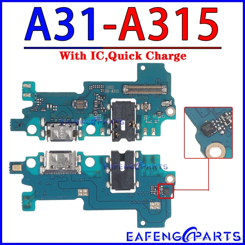 Placa de carregamento Samsung Galaxy A31 A315 módulo USB com IC para carregamento rápido azul