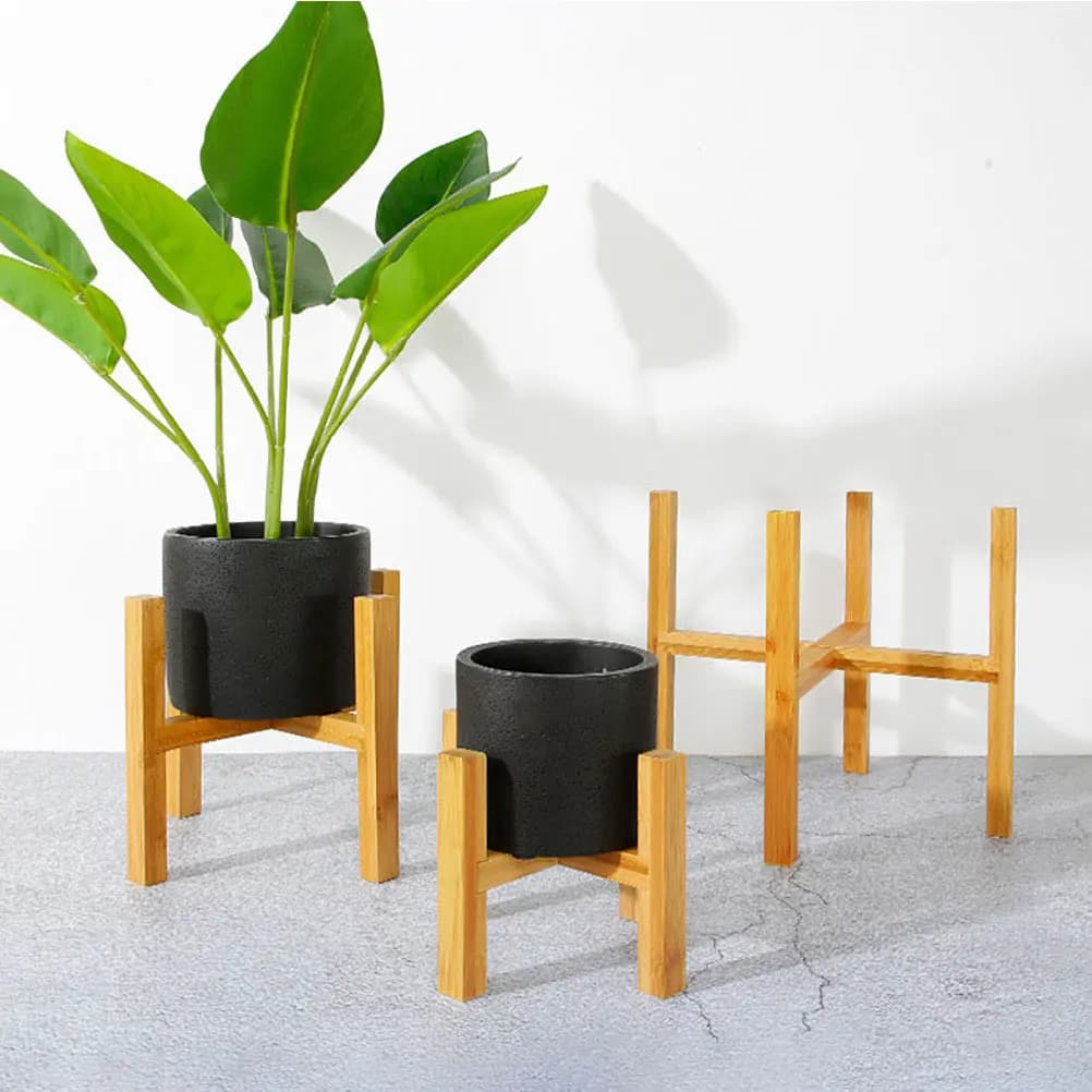 Suporte para Vaso de Flores em Madeira Natural de Bétula, Moderno e Robusto, com Protetores de Piso para Plantas Internas e Externas