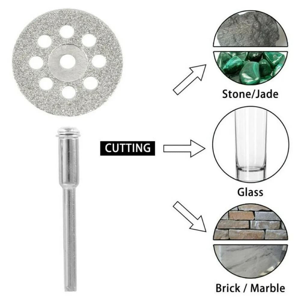 Disco diamantado para corte com haste 3mm, indicado para pedra, vidro, tijolo e mármore