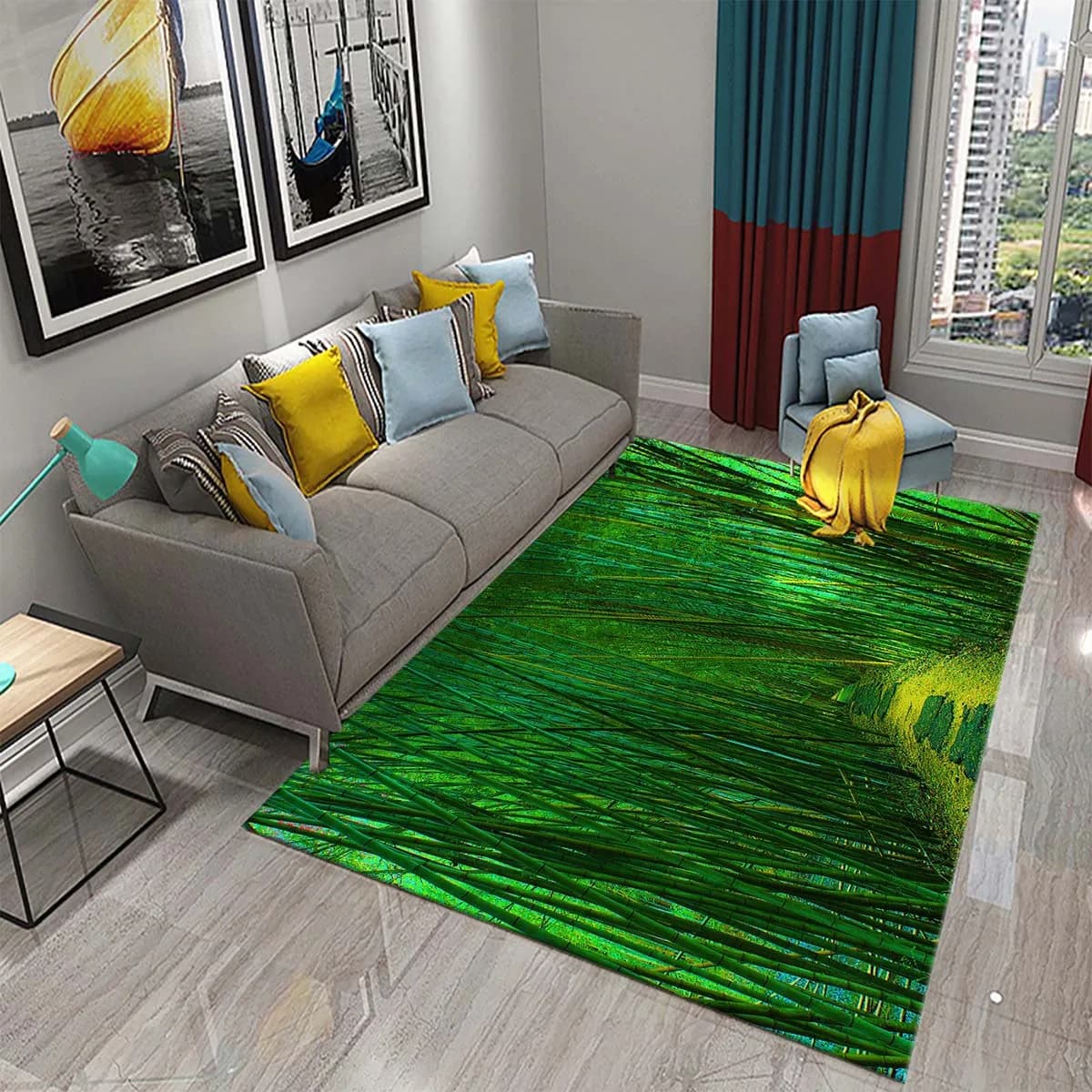 3d verde de bambu floresta tapete de bambu para plantas tapete de banheiro tapetes anti-deslizamento quarto sala de estar piso decoração tapetes