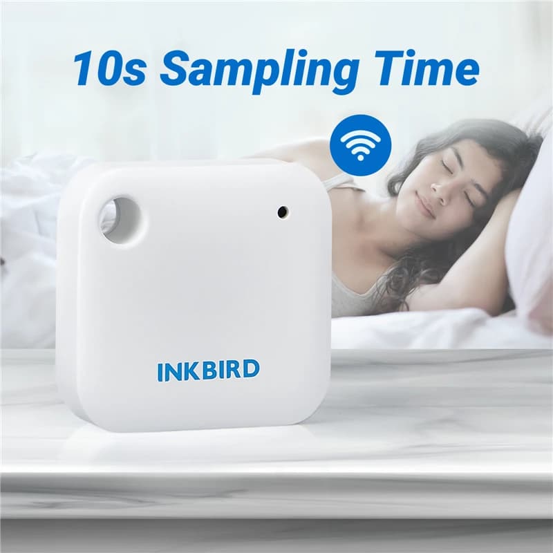 Termômetro higrômetro Wi-Fi INKBIRD branco com amostragem rápida de 10 segundos para temperatura e umidade