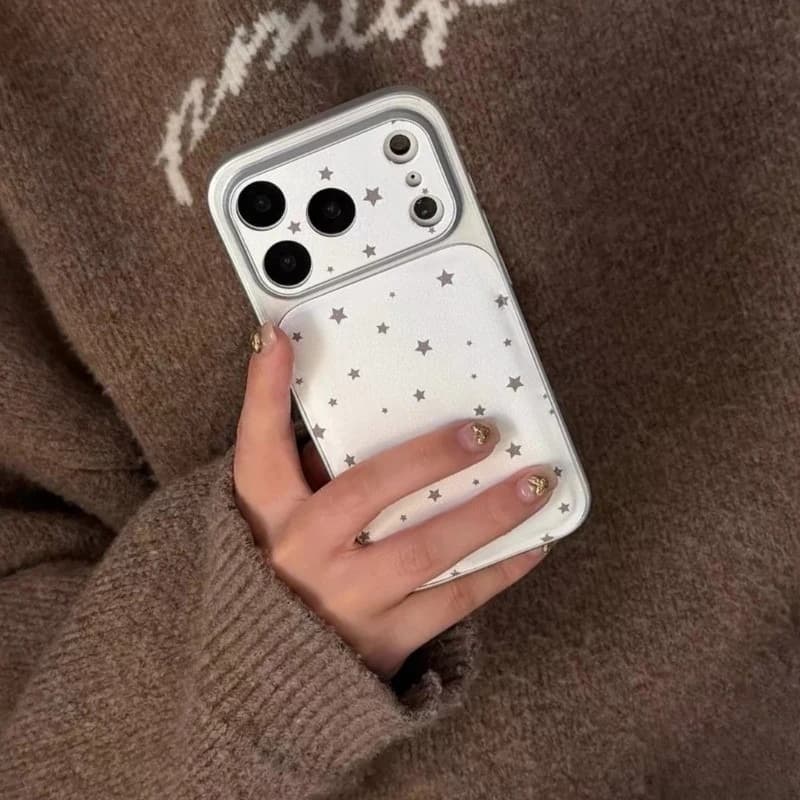 Capa macia branca para Xiaomi Poco F8 com estampa de estrelas cinza, design fofo e acabamento liso
