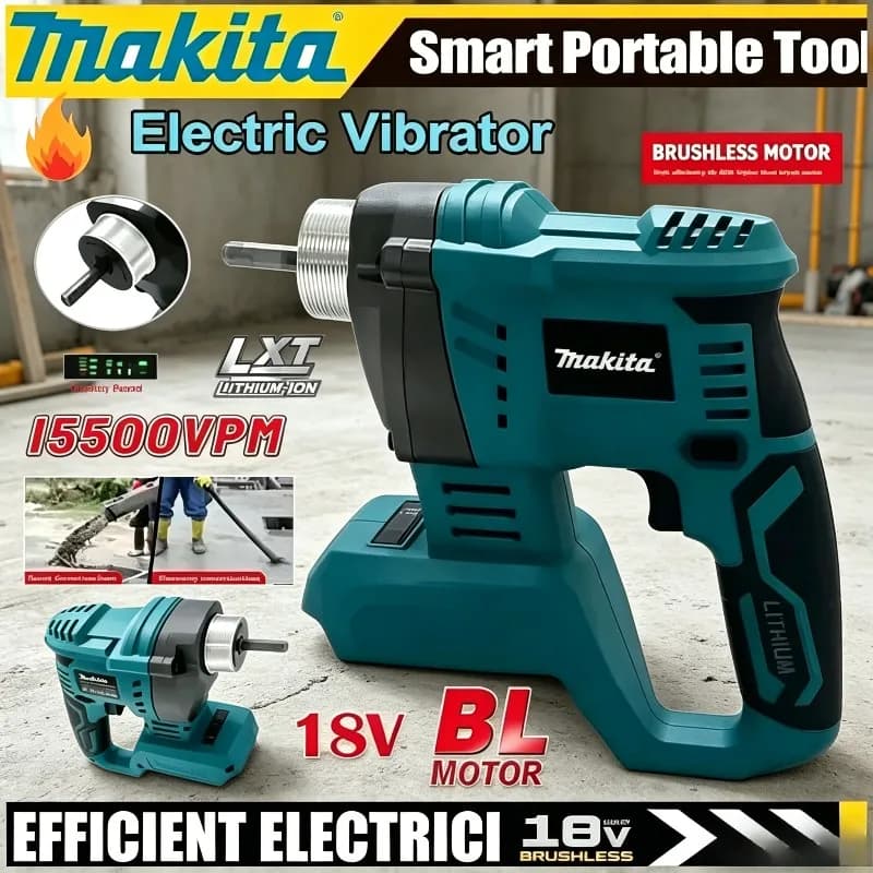 Vibrador de Concreto Makita, Ferramenta Elétrica de Alta Potência, Sem Fio, Sem Escovas