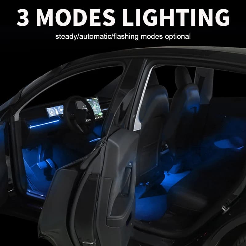 Iluminação interna automotiva azul com 3 modos para Tesla Model 3 Y