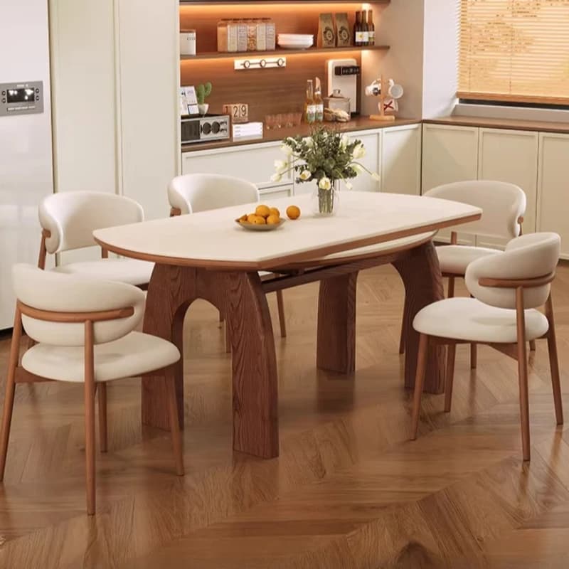 Mesa de Jantar Nórdica de Design Luxuoso, Mesa de Escritório e Sala de Estar Estilo Meio Século, Móveis de Cozinha