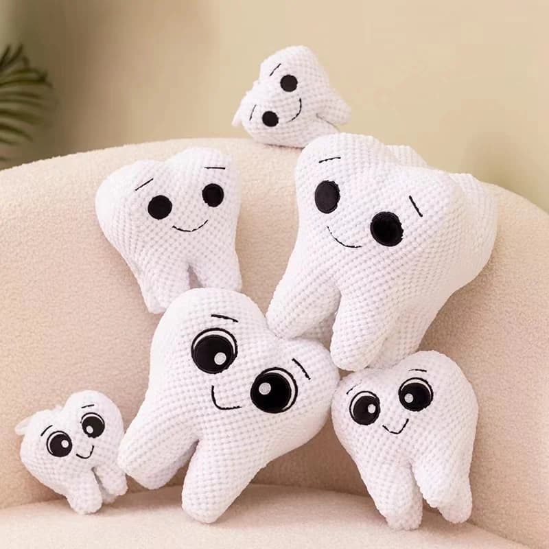 Bonito imitação de dente brinquedo de pelúcia bonito dente branco pelúcia travesseiro macio engraçado sofá almofada decoração presentes das crianças