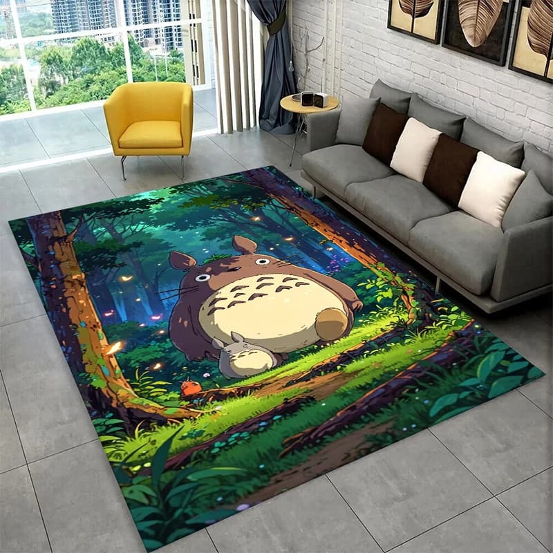 Tapete infantil antiderrapante com design clássico de Totoro para sala de estar