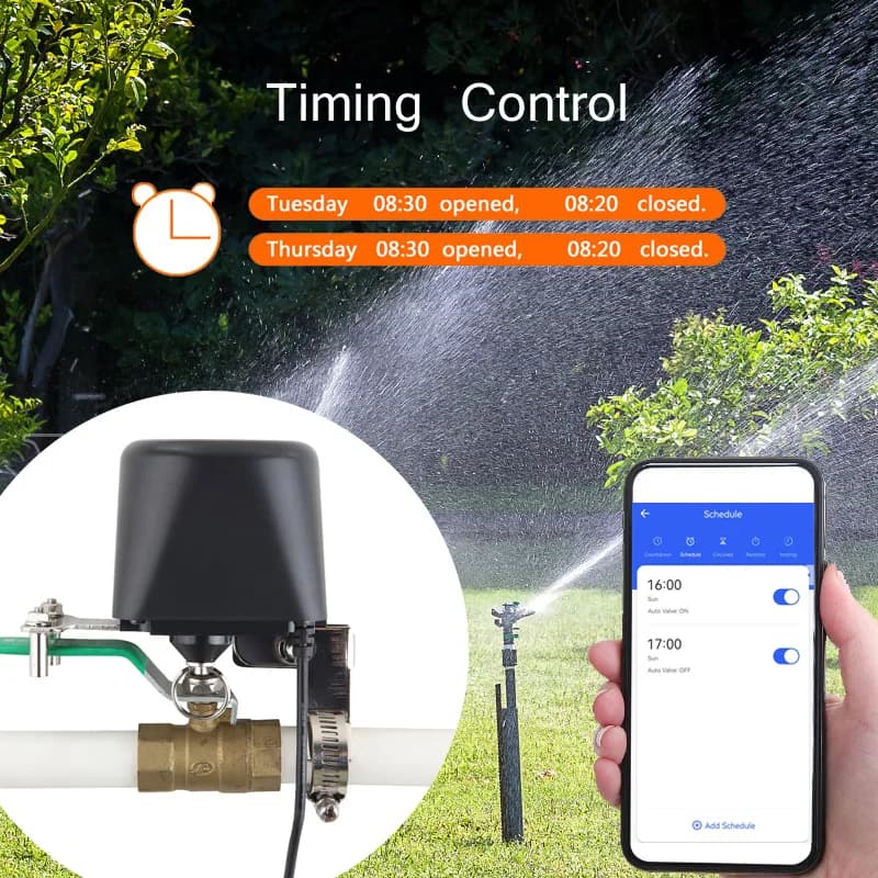 Válvula de Água Inteligente Tuya Zigbee WiFi, Válvula de Gás com Temporizador, Controlador de Torneira Inteligente para Jardim (Padrão UE), Compatível com Alexa, Google Assistant e Smartlife