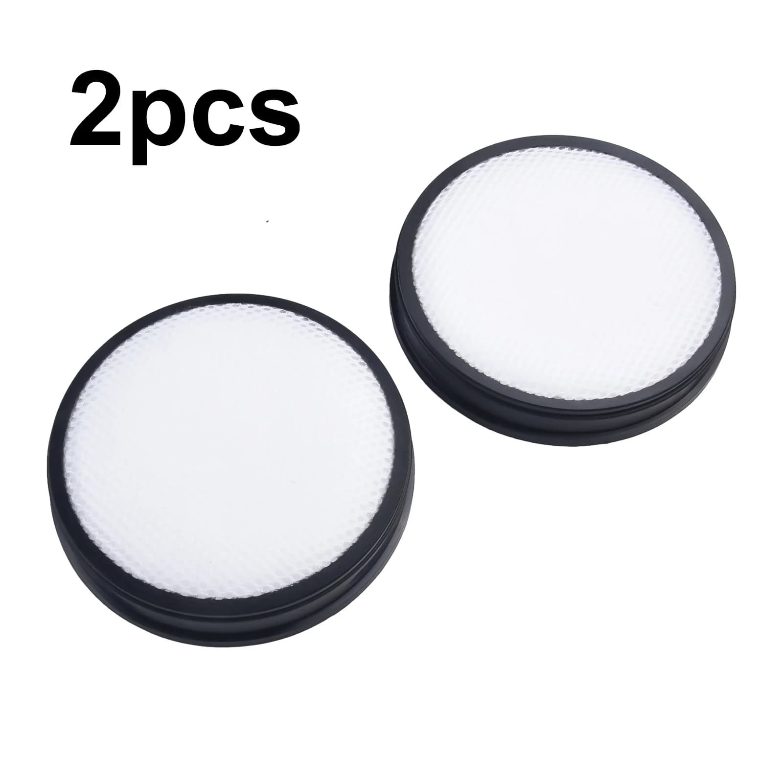 Filtros de substituição para aspirador, dois filtros brancos com borda preta, ideal para limpeza sem fio.