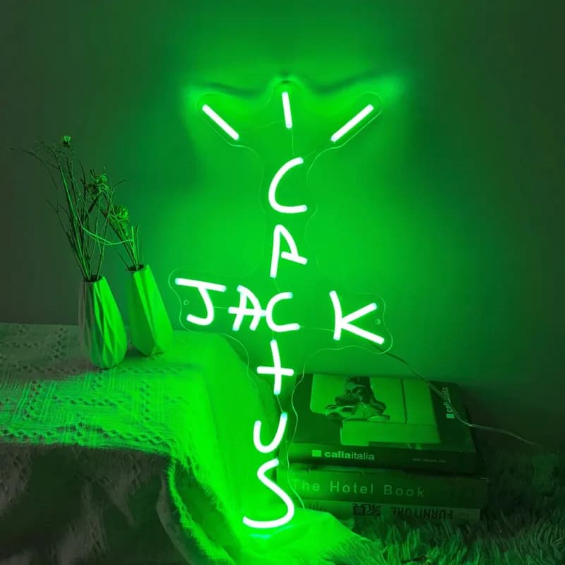 Cactus jack led personalizado sinal de néon usb luz decoração do quarto luz néon rap costa oeste quarto decoração da parede bar pub festa decoração
