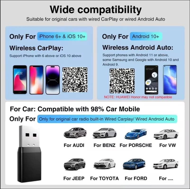 Dongle USB Inteligente Sem Fio CarPlay Android Auto 5.0 Bluetooth Mini Adaptador de Música AUX Estéreo para Rádio de Carro TV Fone de Ouvido Bluetooth