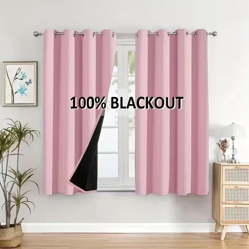 Cortinas blackout rosa 100% bloqueio de luz com ilhós para janela moderna