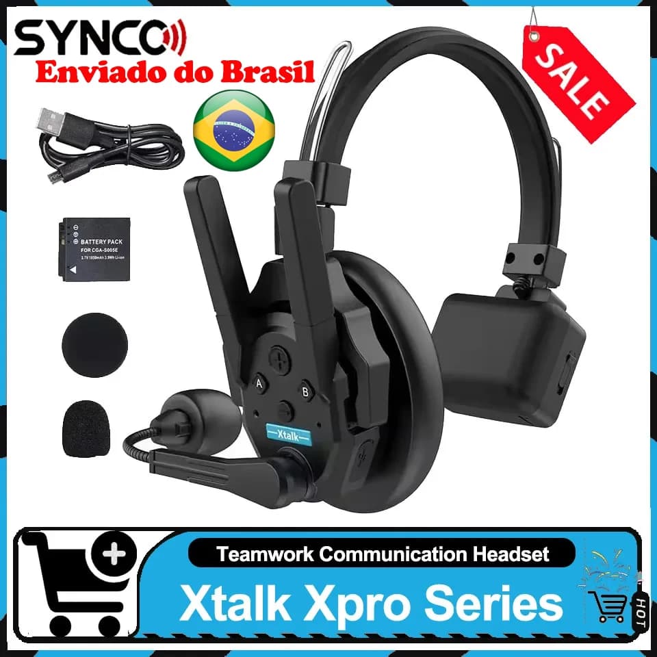 Fone de ouvido sem fio Synco Xtalk Xpro Série 2,4 GHz para comunicação em equipe com microfone e auriculares