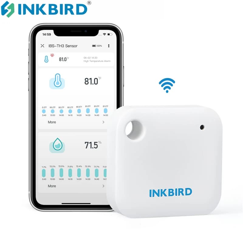 Termômetro higrômetro wi-fi INKBIRD IBS-TH3, sensor inteligente para temperatura e umidade.