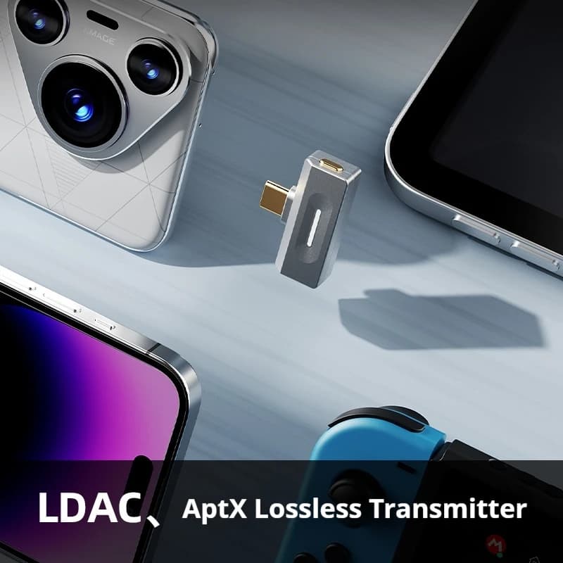 FiiO Air Link (Tipo C) Transmissor Bluetooth 6.0 para jogador de celular/jogo para fones de ouvido sem fio, chip QCC5181, LDAC/AptX adaptável