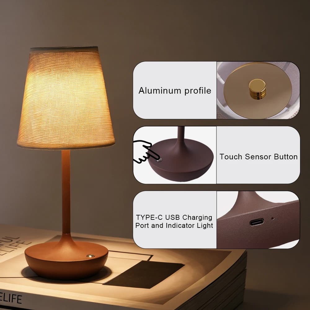 Luminária de Mesa GGBingo com Design Vintage e Abajur de Tecido, Iluminação Noturna para Quarto e Sala de Estar