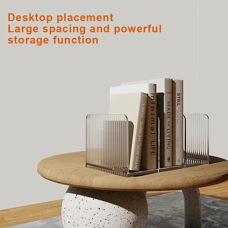 Suporte para livros de mesa verde translúcido com 3 compartimentos em plástico moderno