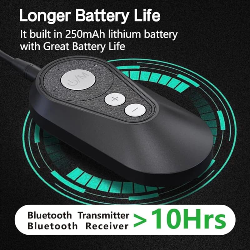 Adaptador de Áudio Bluetooth 5.4 Conectado a um Laptop com Botões de Controle