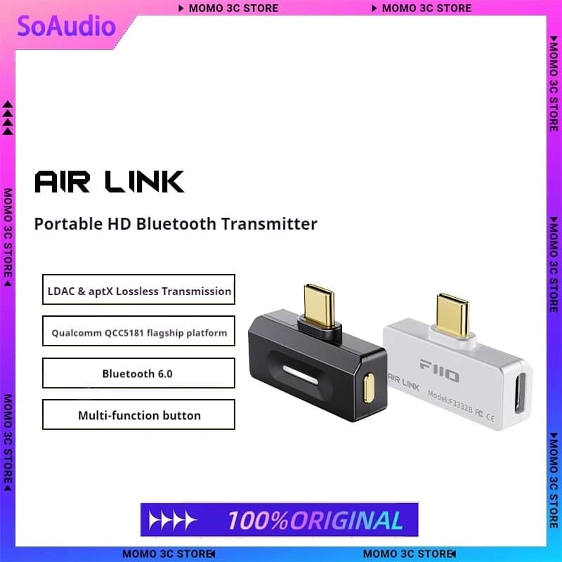 FiiO Air Link Transmissor Bluetooth 6.0, portátil, tipo C, com LDAC e aptX