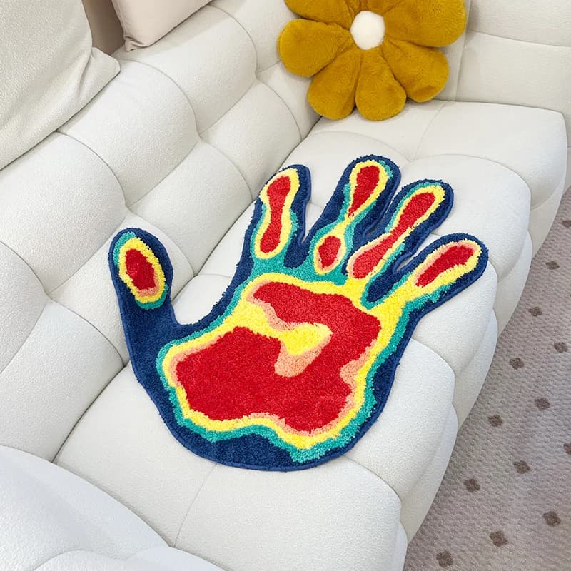 Handmade Palm Rug Forma Tufted Tapete De Pelúcia Macio Múltipla Cor Home Decor Sala Quarto Estética