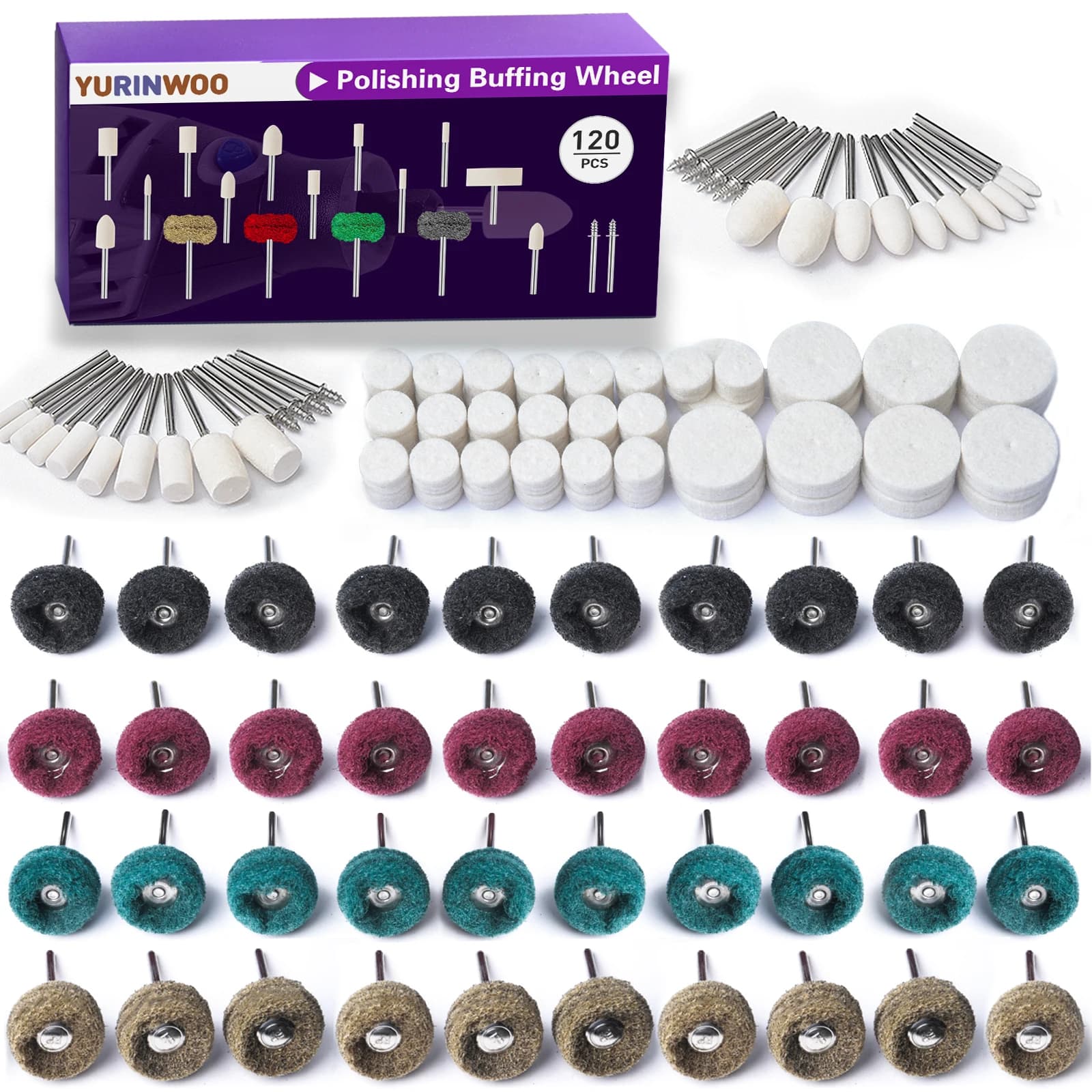 Kit de polimento de 120 peças para Dremel com rodas de polimento e brocas