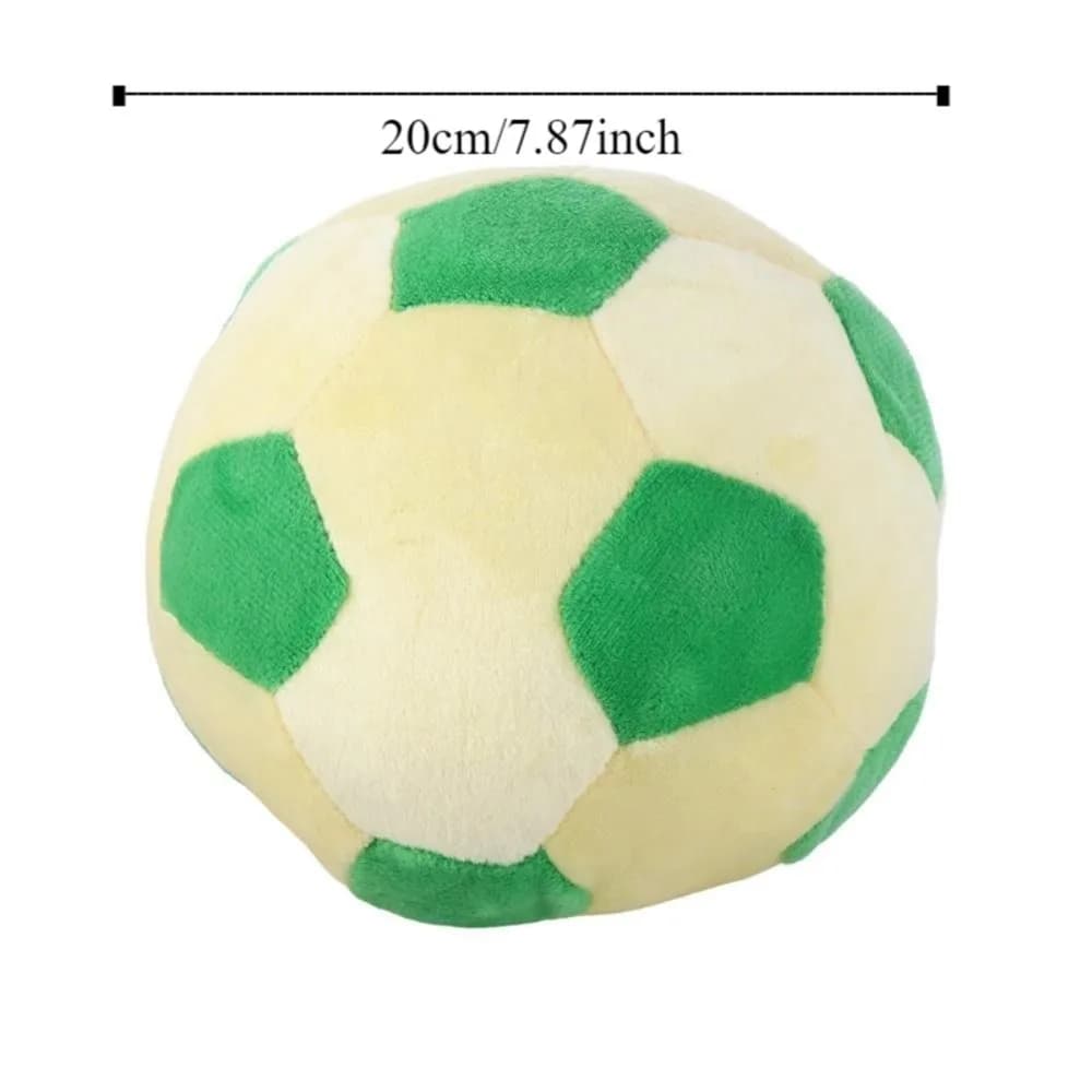 Almofada de pelúcia bola de futebol verde e creme com 20 cm de diâmetro para decoração infantil