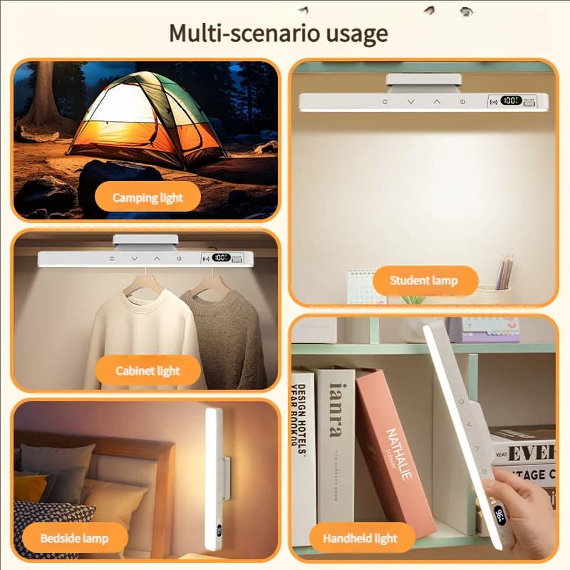Luminária de Mesa Touch Magnética com Bateria Recarregável Integrada para Leitura, Armário, Espelho e Luz Noturna Recarregável de Cabeceira