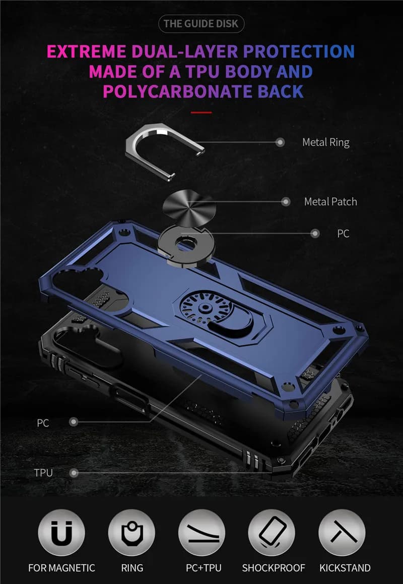 Armadura à prova de choque para samsung galaxy a14 a13 a24 a34 a54 caso telefone para galaxy a04 anel suporte pára-choques silicone telefone capa traseira