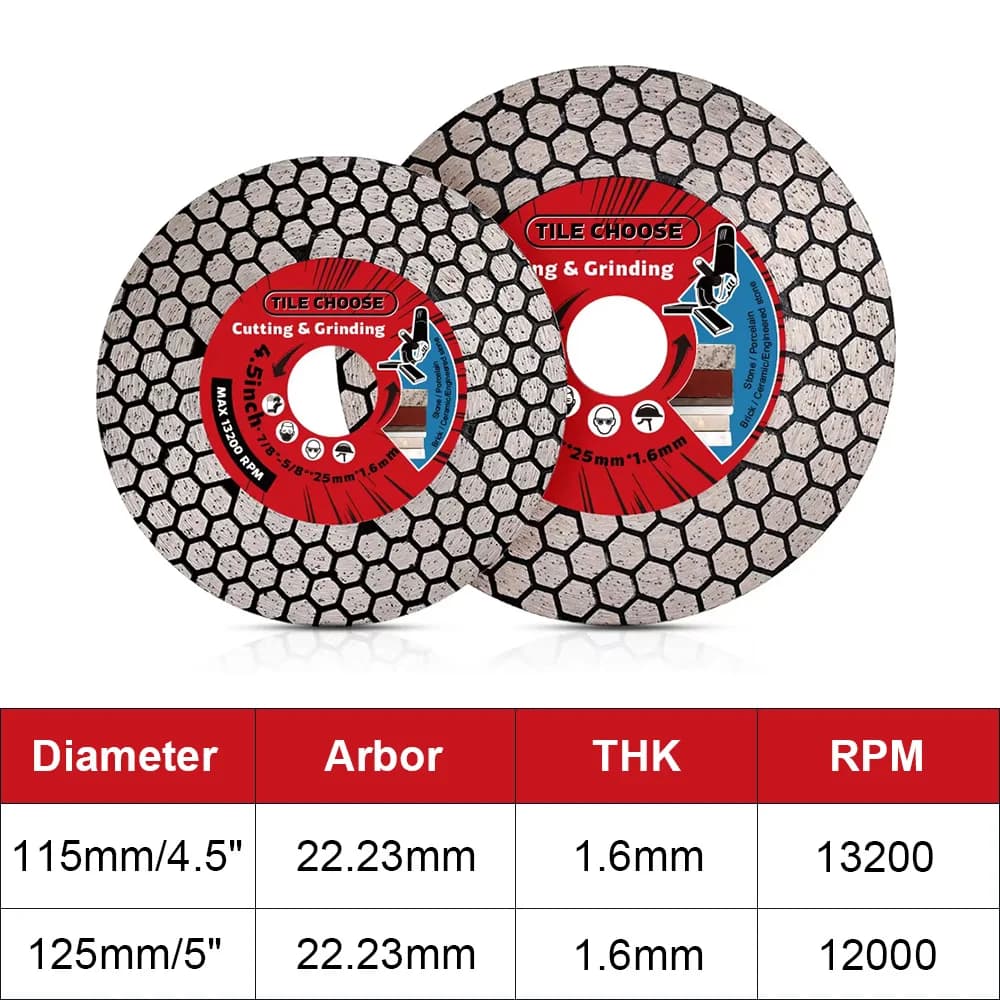 Lâminas de serra circular de diamante para corte de azulejos, cerâmica e mármore, 115mm e 125mm
