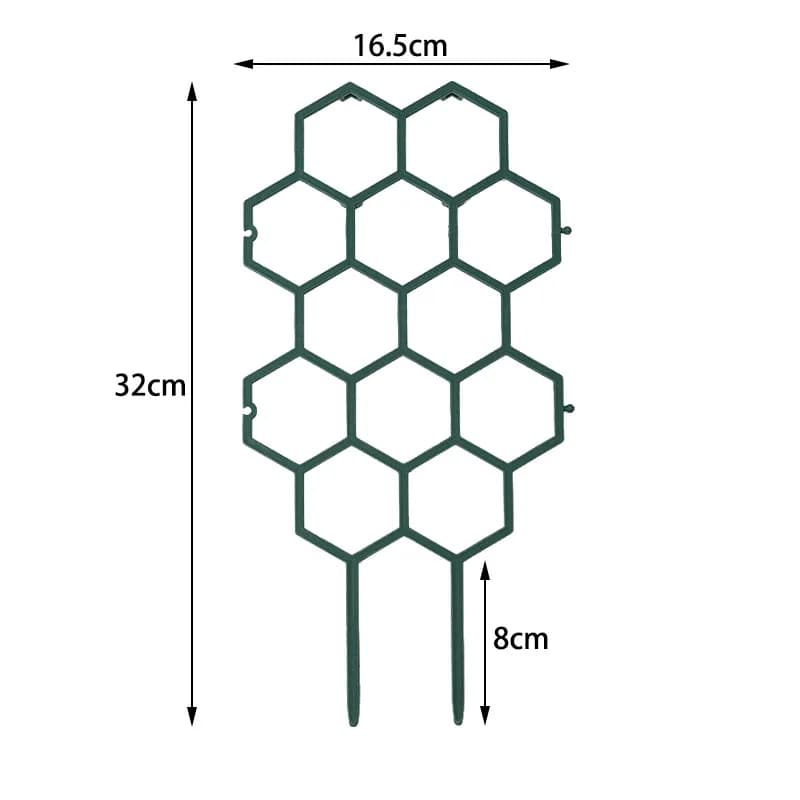 Dimensões da treliça para plantas design colmeia preta em plástico antiferrugem 32x16,5 cm