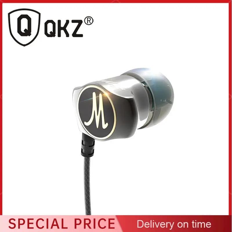 QKZ-DM7 Piston fone de ouvido para smartphones, liga de zinco, no ouvido, HiFi, BASS, versão básica, fone de ouvido estéreo