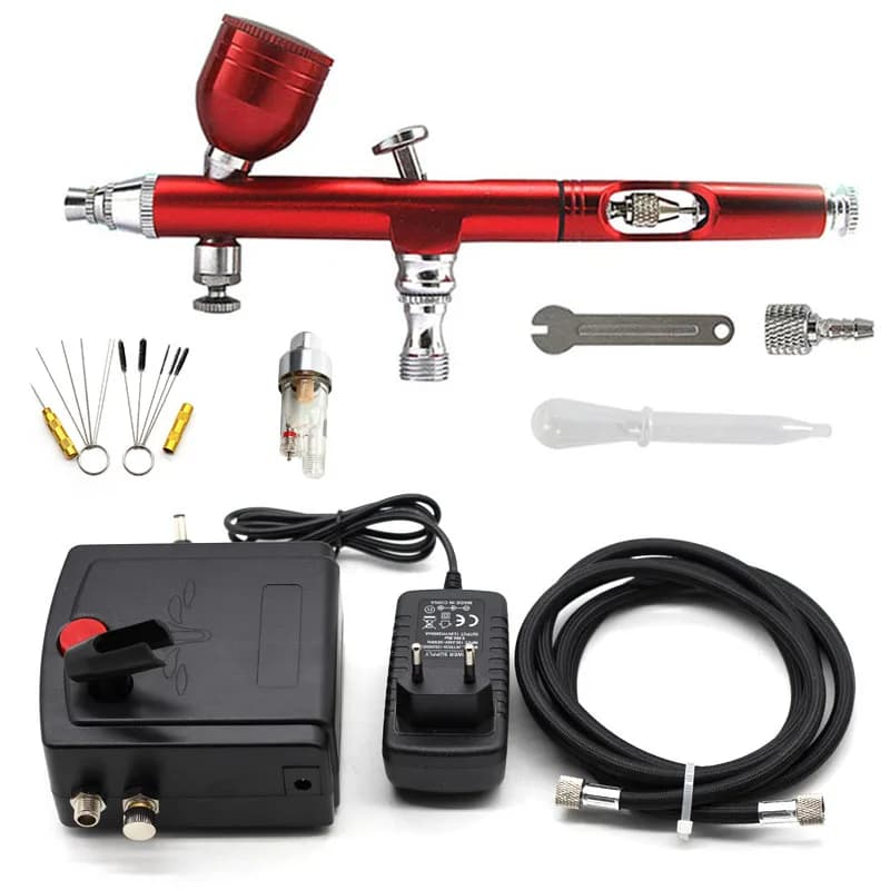 Kit de compressor de aerógrafo dupla ação 0.2/0.3mm para maquiagem e tatuagem