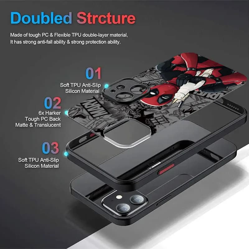 Capa dupla estrutura Marvel Deadpool para Xiaomi Poco com material PC rígido e TPU flexível antiderrapante