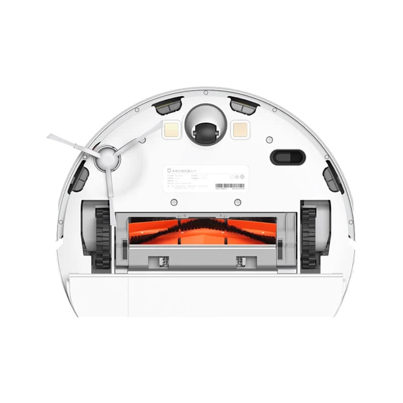 Robô aspirador Xiaomi Mijia 1C mostrando a capa cinza instalada na escova de rolamento