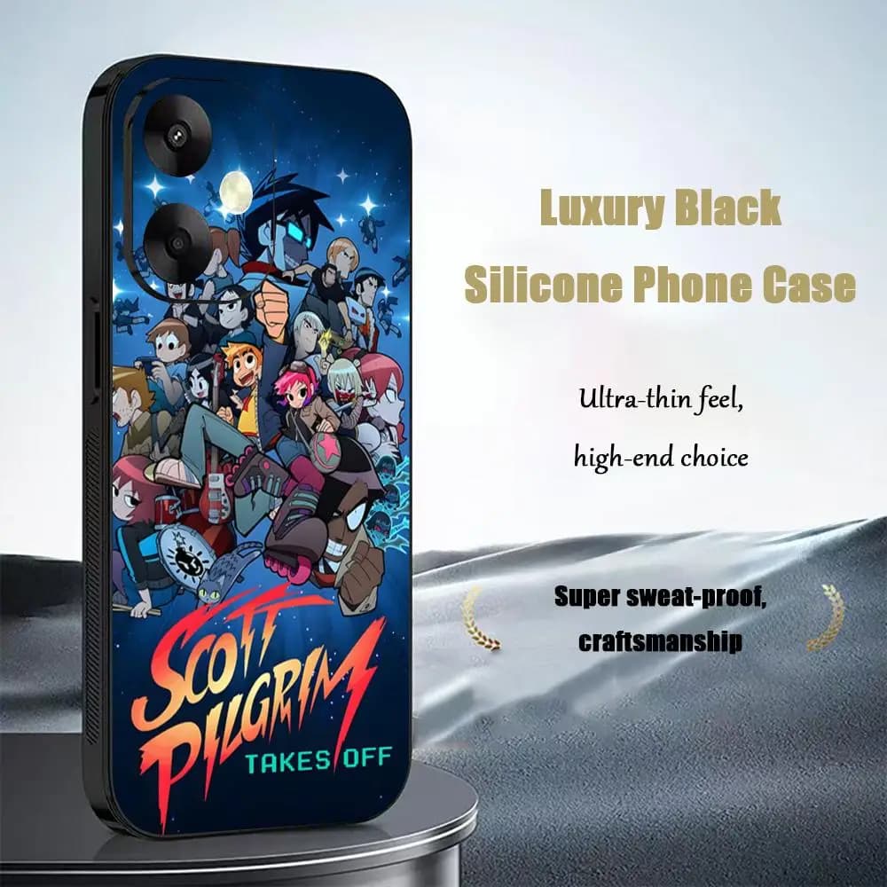 Capa de celular anime Scott Pilgrim Takes Off para Xiaomi Redmi 14C 13C 12C Note14 13 12 11 10 Pro Plus S, capa protetora macia preta