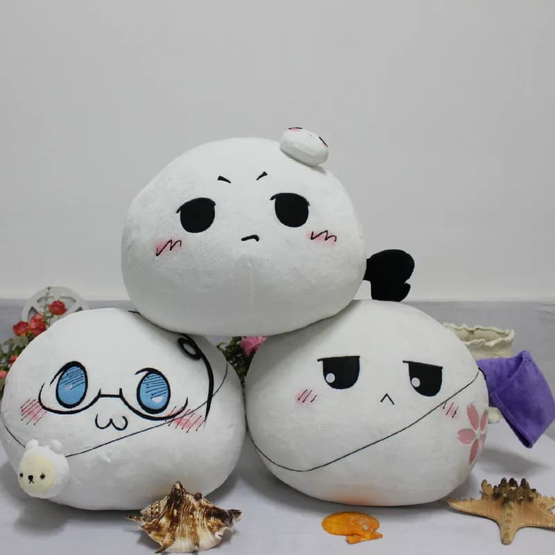 Conjunto de almofadas de pelúcia branca Aph Hetalia Mochi personagens de anime com detalhes coloridos