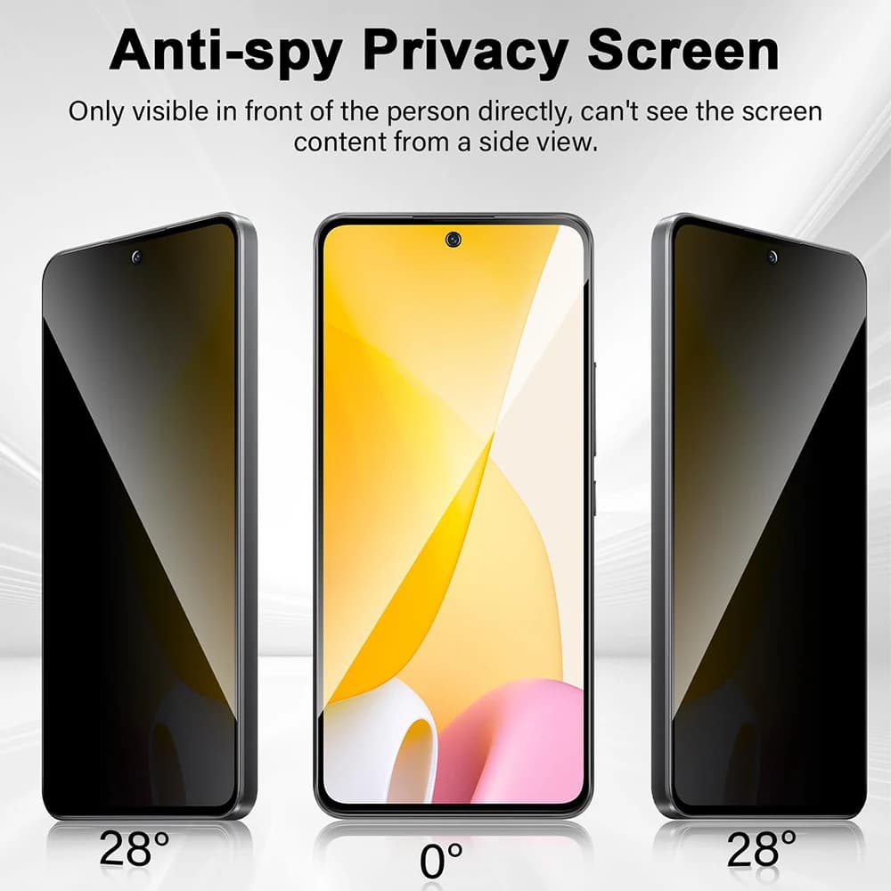 Protetor de tela anti-espião preto para Xiaomi Poco X4 X5 X6 Pro com privacidade lateral